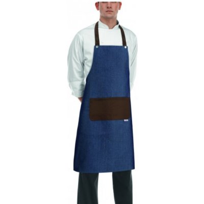 Egochef zástěra Rock ke krku s kapsou Jeans Brown E-6113009F – Hledejceny.cz