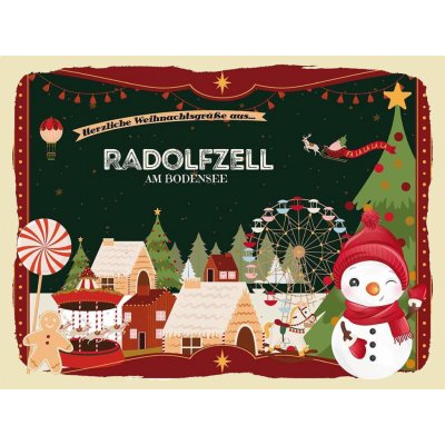 vianmo Dřevěná cedule Dřevěný obrázek 30x40 cm Weihnachten Grüße aus RADOLFZELL AM BODENSEE – Zbozi.Blesk.cz