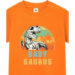 Tričko pro miminka Babysaurus Neonová oranžová Canvas Dětské tričko pro nejmenší Bezvatriko.cz