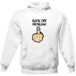 mikina s kapucí s potiskem Fuck off1 bílá – Zboží Dáma
