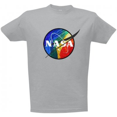 Tričko s potiskem NASA pánské Šedá melír – Zboží Mobilmania