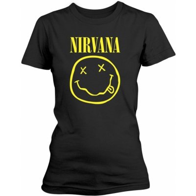 Nirvana Tričko Happy Face Logo Dámské Black – Zboží Dáma