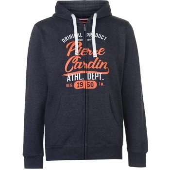 Pierre Cardin Zip Up Printed Hoodie Mens Charcoal Marl