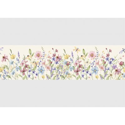 AG Design WB-8457 Samolepící bordura Divoká Akvarelová Flóra, rozměry 5 m x 13,8 cm – Zboží Dáma