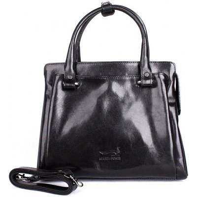 Marta Ponti Středně velká luxusní dámská černá kabelka do ruky 6056