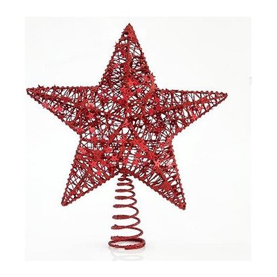 Eurolamp Hvězda na špičku vánočního stromku červená 30 cm