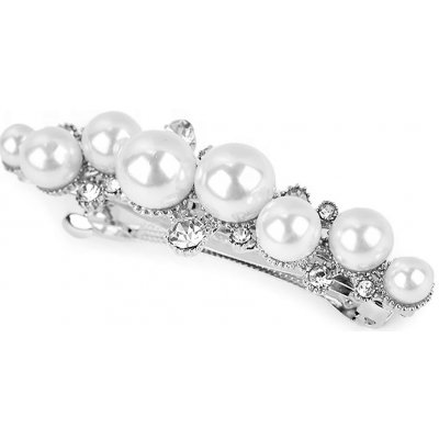 Francouzská spona do vlasů s perlami a broušenými kamínky Varianta: 1 perlová platina, Balení: 1 ks – Hledejceny.cz