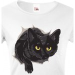 Bezvatriko.cz dámské triko černou kočkou Bílá – Zboží Dáma