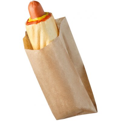 Gastro obaly Nepromastitelný hnědý papírový sáček na párek v rohlíku hot dog min. počet – Sleviste.cz