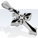 Šperky eshop Přívěsek z chirurgické oceli dvoubarevný kříž se čtyřmi zirkony AA05.21 – Zboží Dáma