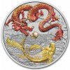 Perth Mint Stříbrná mince Dragon & Koi Red & Gold Colorized BU 1 Oz