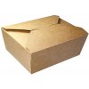 Jednorázové nádobí EcoPack Papírový box EKO na jídlo 151x120x65 mm kraft s chlopněmi 1300 ml