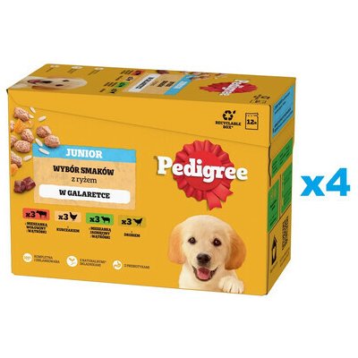 Pedigree Junior v želé s kuřecím jehněčím drůbežím a hovězím masem 48 x 100 g – Hledejceny.cz