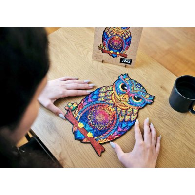 Puzzler DŘEVO Okouzlující sova 21x29cm dekorativní barevná skládačka 160 dílků – Zboží Mobilmania
