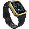 Obal a kryt k chytrým hodinkám Hurtel Ochranný řemínek s pouzdrem pro Apple Watch 7 / 6 / 5 / 4 / 3 / 2 / SE (41 / 40 / 38 mm) pancéřový kryt hodinek černý / zlatý 5907769311956