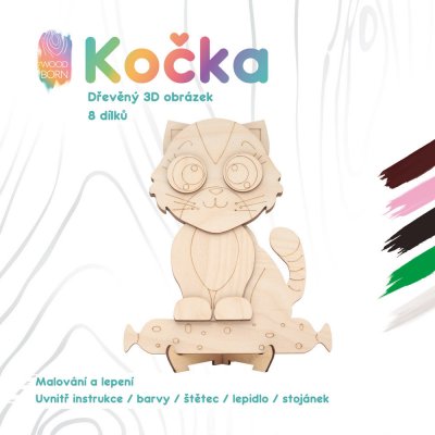WoodBorn Kočka Dřevěná 3D omalovánka – Hledejceny.cz