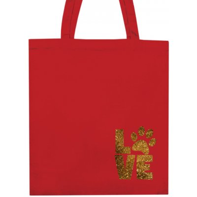 Plné bříško Bavlněná plátěná taška s potiskem Love pets červená – Zboží Mobilmania