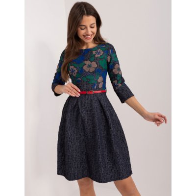 BASIC Tmavě modré koktejlové šaty s páskem -lk-sk-506575.60-dark blue