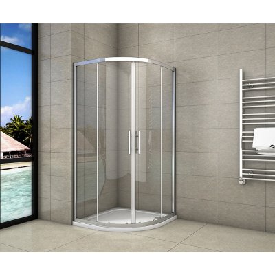 H K Čtvrtkruhový sprchový kout SYMPHONY S4 90x90 cm s dvoudílnými posuvnými dveřmi včetně sprchové vaničky z litého mramoru