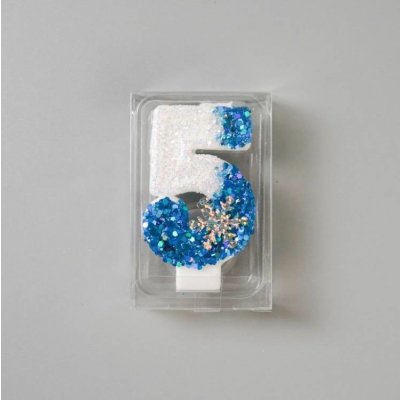 Dortisimo Svíčka bílo-modrá se sněhovou vločkou Frozen číslo 5 – Hledejceny.cz