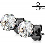 Šperky eshop z oceli černé barvy s čirým zirkonem v kotlíku puzetky AB01.13 – Hledejceny.cz