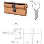 EURO 25/25mm, mosazná, 3 klíče, šroub M5x65mm, A = 25mm, B = 25mm – Zbozi.Blesk.cz