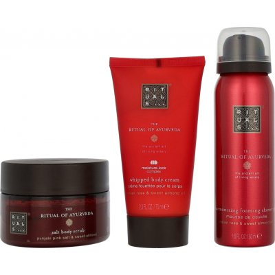 Rituals TRIAL SET AYURVEDA dárková sada The Ritual of Ayurveda sprchový gel 50 ml The Ritual of Ayurveda tělový krém 70 ml The Ritual of Ayurveda tělový peeling 125 g – Zboží Dáma