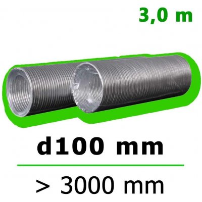 Mikawi Flextube Flexibilní hliníkové potrubí 100 mm x 3000 mm 59-0056 – Hledejceny.cz