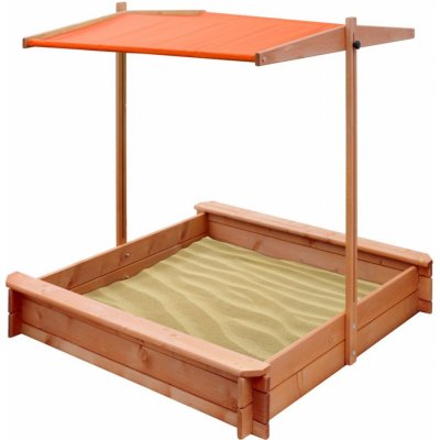 NEW BABY dřevěné pískoviště se stříškou 120x120 cm oranžové – Zboží Mobilmania