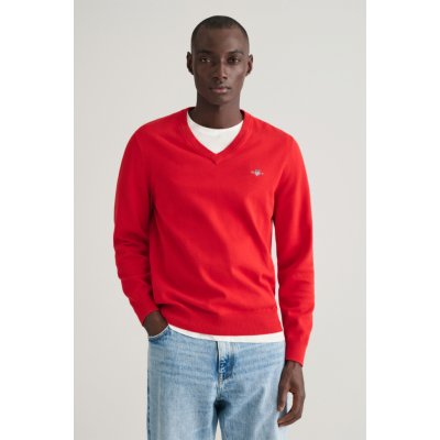 Gant Classic Cotton V-neck červená – Zboží Mobilmania