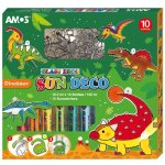 Amos Barvy na sklo Dinosaurus sada 10 barev 10,5 ml + 12 sklíček – Sleviste.cz