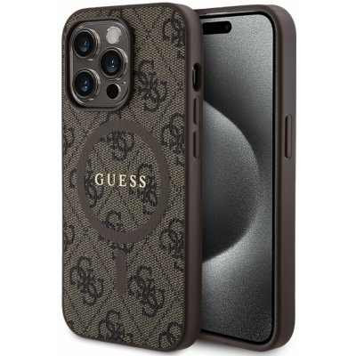 Guess PU Leather 4G Colored Ring MagSafe iPhone 14 Pro hnědé