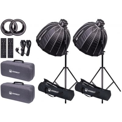 LENSBOT Core 330 RGB výkonné COB LED světlo + 2x stativ, 2x softbox s voštinou – Zboží Živě