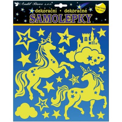 Anděl Samolepky svítící ve tmě jednorožci 25 x 25 cm 10264 – Zboží Dáma