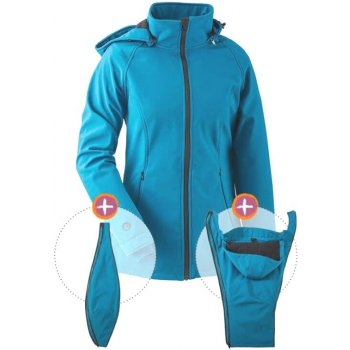 Mamalila softshell těhotenská a nosící bunda pro dva do každého počasí modrozelená