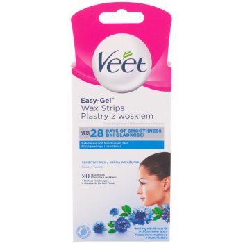 Veet Easy-Gel Wax Strips Sensitive Skin 40 ks depilační pásky na obličej