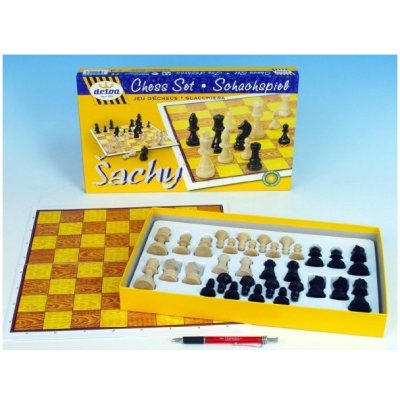 Šachy dřevěné figurky společenská hra v krabici 37x22x4cm – Hledejceny.cz