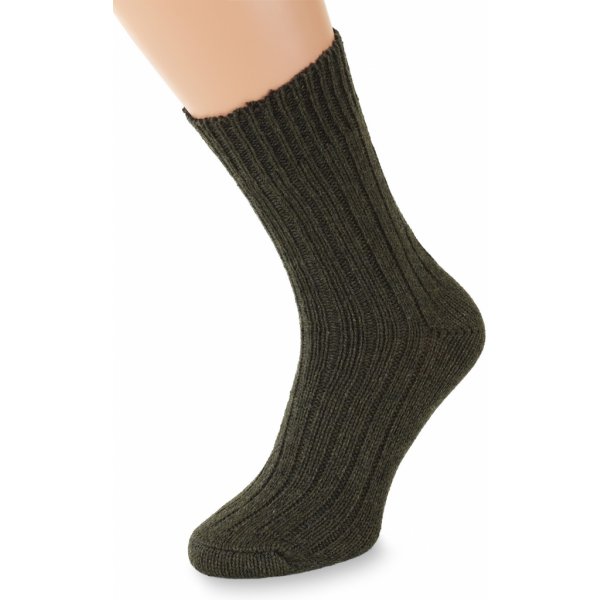  Wooline Vlněné ponožky 100% Merino volný lem khaki