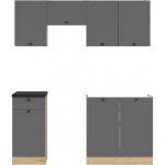 Kuchyňská linka Junona Line 170 cm s pracovní deskou Dub Bernstein / Grafitová / Kovově břidlicová černo-zlatá K24-JUNONA_WER_2/170_ZBL-DBT/GF/LMC Black Red White – Hledejceny.cz