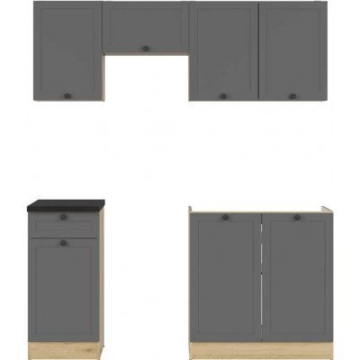 Kuchyňská linka Junona Line 170 cm s pracovní deskou Dub Bernstein / Grafitová / Kovově břidlicová černo-zlatá K24-JUNONA_WER_2/170_ZBL-DBT/GF/LMC Black Red White – Hledejceny.cz