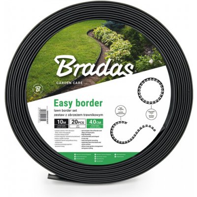 Bradas Obruba záhonů černá 10 m x 4 cm 20 ks kotev Easy Border Set BR-OBEB4010SET – Hledejceny.cz