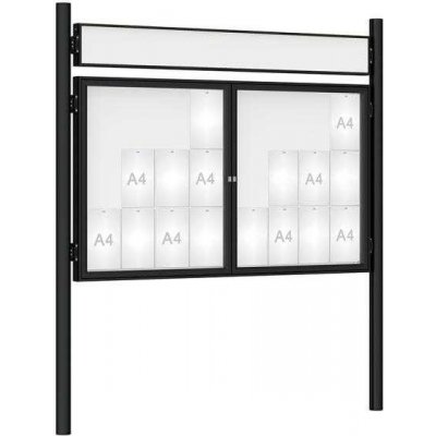 PROCITY Venkovní vitrína model 1000 dvoukřídlá 24 x A4, černá, včetně sloupků a záhlaví | Zboží Auto
