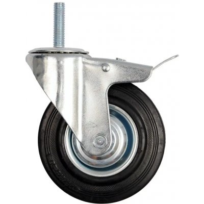 Kolečko otočné s brzdou, gumové se šroubem 100kg 125/33/153mm – Sleviste.cz