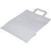 Nákupní taška a košík Papírová taška s plochým uchem délka 35 cm šířka 26 cm záložka 12 cm bílá