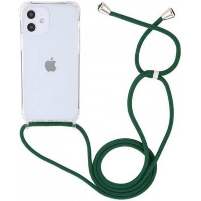 Pouzdro SES Průhledné silikonové ochranné se šňůrkou na krk Apple iPhone 14 Pro - tmavě zelené