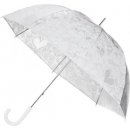 LACE holový průhledný deštník s krajkovým potiskem černý