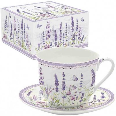 Easy Life Porcelánový hrnek s podšálkem Lavender Field 400 ml – Sleviste.cz
