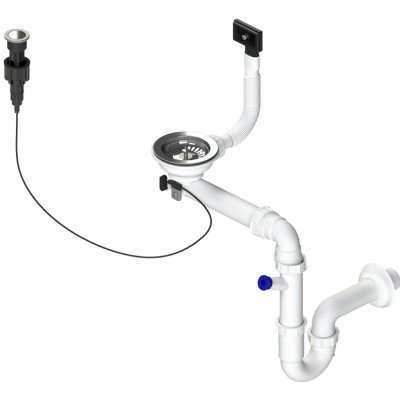 Sifon 3 1/2 " pro nerezové dřezy s extra úsporou místa a s exc. ovladačem (clic-clac) – Sleviste.cz