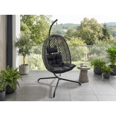 Textilomanie Závěsné křeslo MOLINE se stojanem černé – Zboží Mobilmania