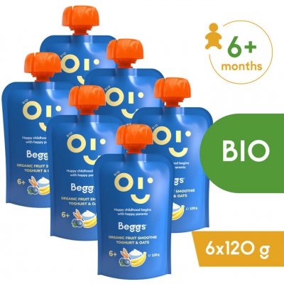 Beggs BIO Smoothie s ovocem, jogurtem a ovesnými vločkami 6 x 120 g – Zboží Dáma